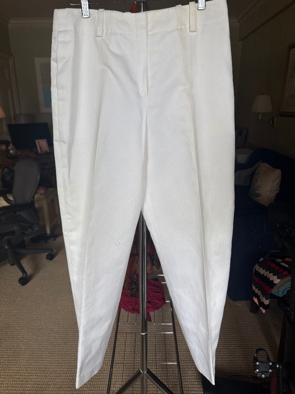 Hermès Paris White Linen Cotton Blend Trousers - Size 42 - Made in France